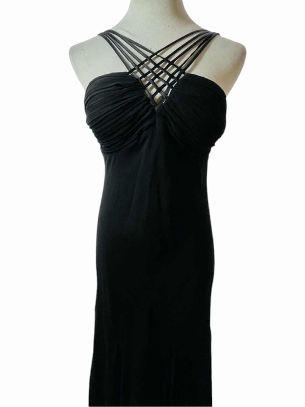 S.L. Fashions Black Strappy Asymmetrical Dress - Size 8
